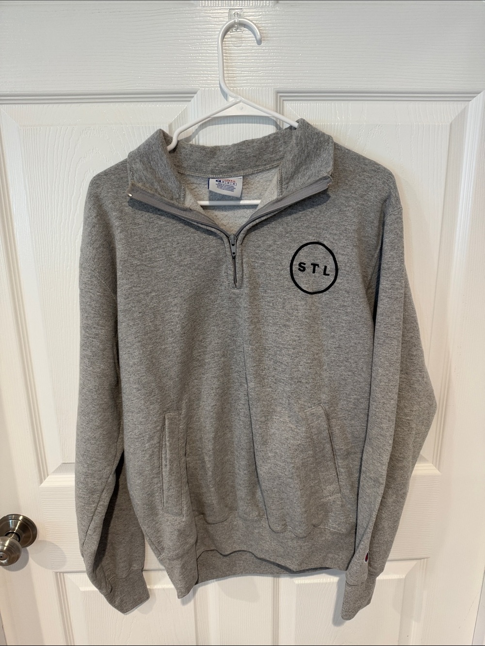 Champion Gray Quarter-Zip Pullover with STL Circle Logo